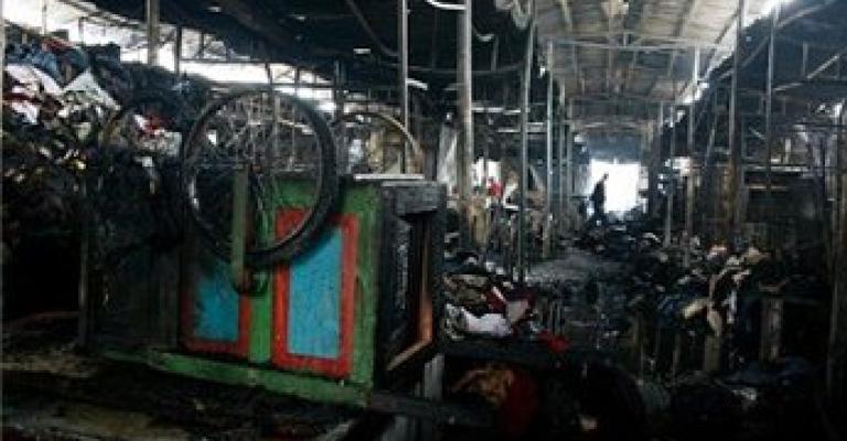 حريق في سوق نابلس الشعبي