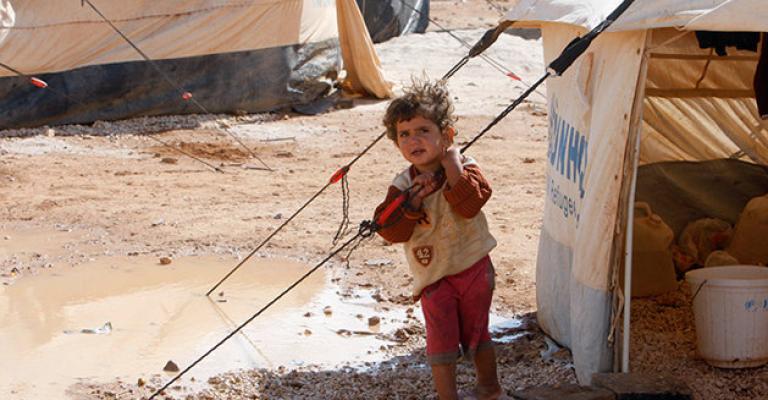 غرق خيام الزعتري بأمطار الشتاء