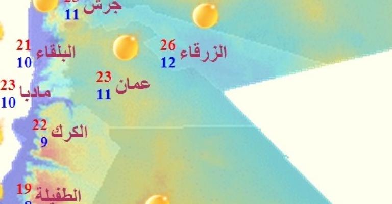 ارتفاع على درجات الحرارة والعظمى في عمان 25 درجة