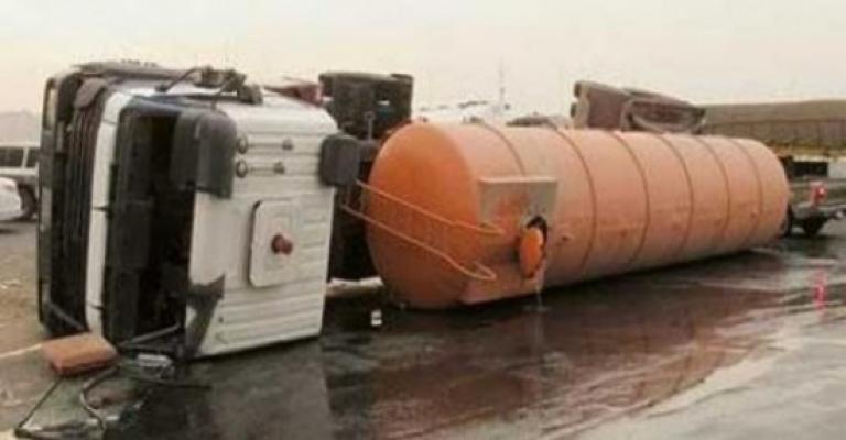 إصابة شخص إثر تدهور صهريج في الكرك