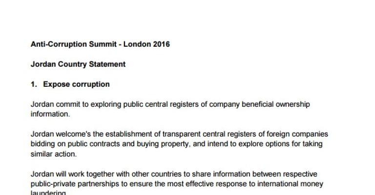 الأردن يوقع بمؤتمر في لندن عدة بنود لمكافحة الفساد