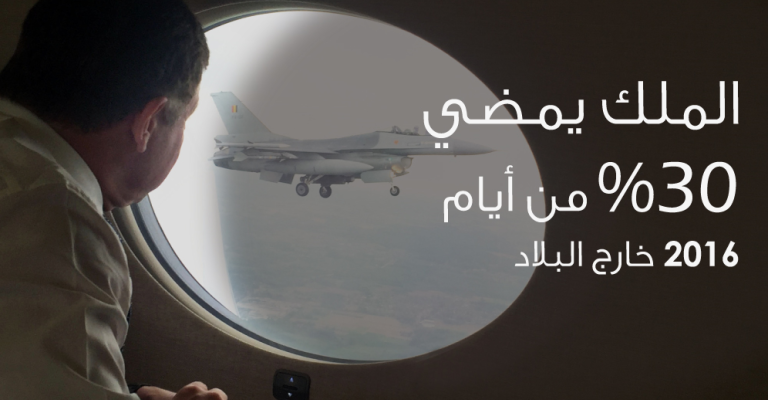 King spent 109 days outside of Jordan on 23 official visits