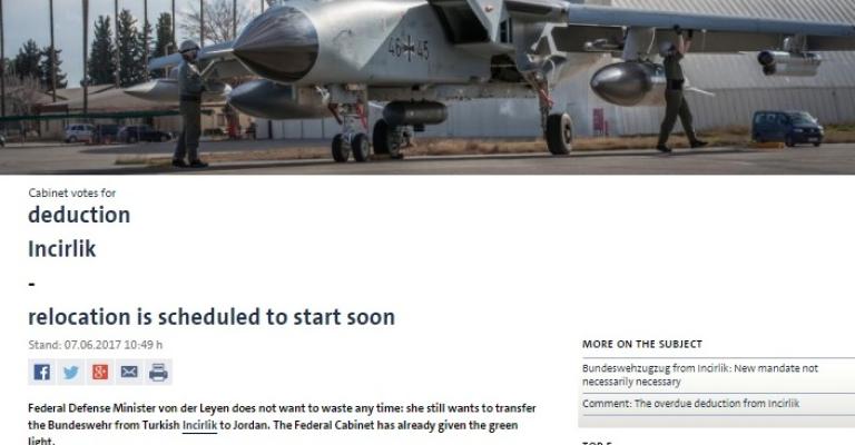 الحكومة الألمانية توافق على نقل قواتها من "انجرليك" إلى الأردن الحكومة الألمانية توافق على نقل قواتها من "انجرليك" إلى الأردن