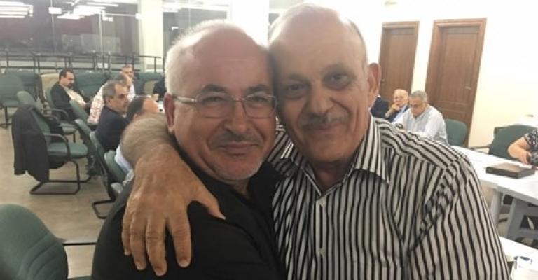 القس حابس النعمات الرئيس المنتخب للمجمع الانجيلي الاردني وعماد معايعة الرئيس الاسبق للمجمع