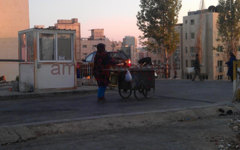 سيدة تنبش النفايات في العاصمة- عدسة مصعب الشوابكة