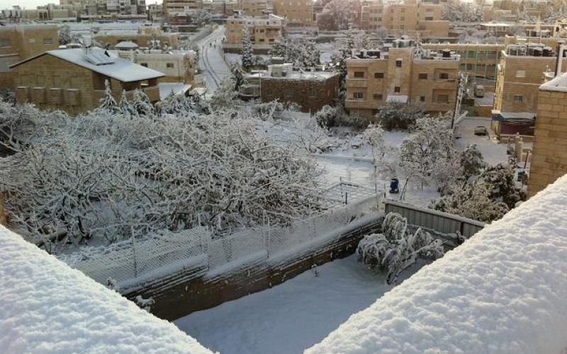 ثلوج كثيفة في القدس وبيت لحم والخليل