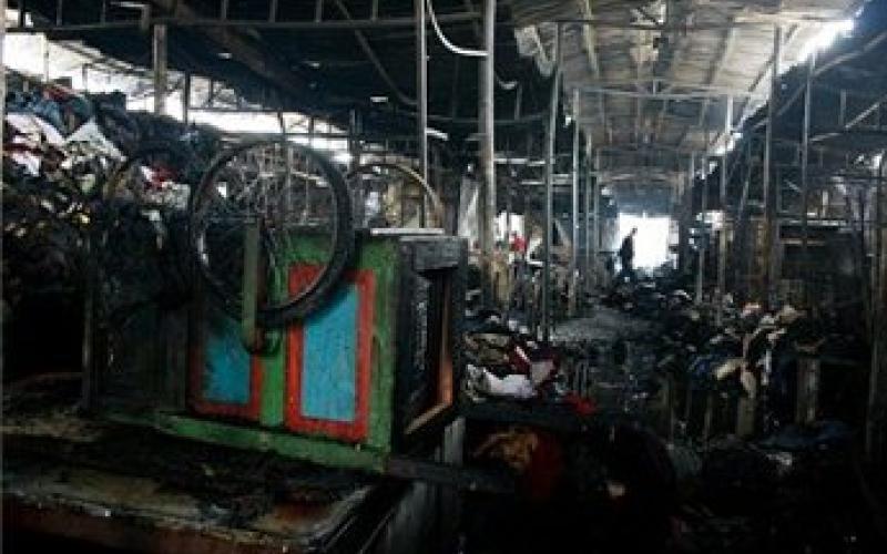 حريق في سوق نابلس الشعبي