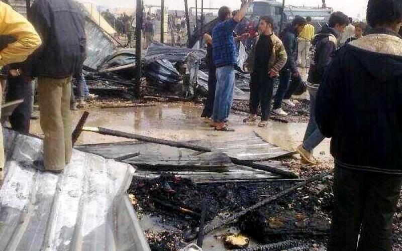 حريق يأتي على 35 خيمة في الزعتري وأنباء عن وفاة طفلة