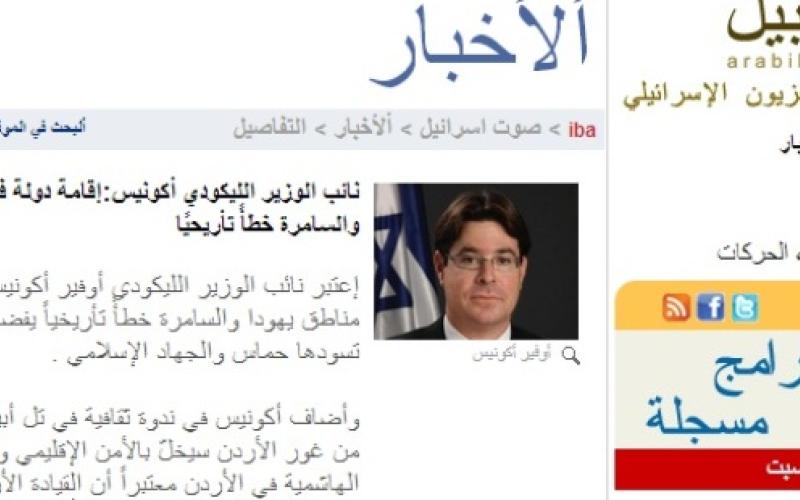 نائب إسرائيلي: الانسحاب من الأغوار يهدد الأردن