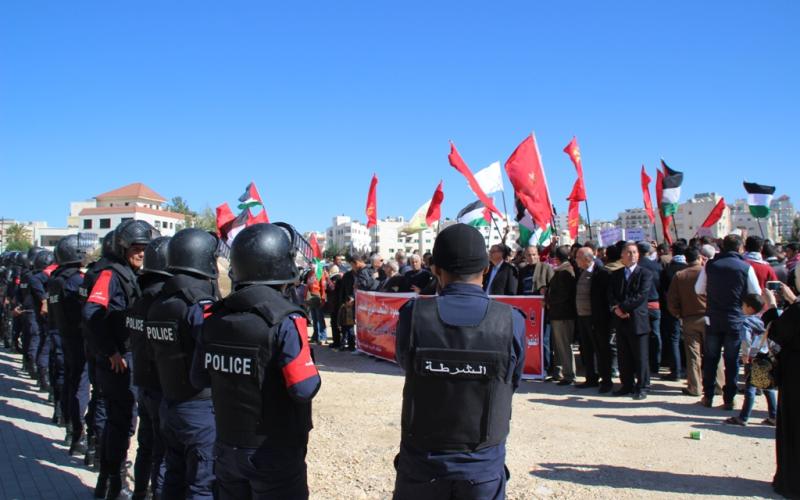 جانب من اعتصام القوى اليسارية بالقرب من السفارة الاسرائيلية - تصوير: أنس ضمرة 