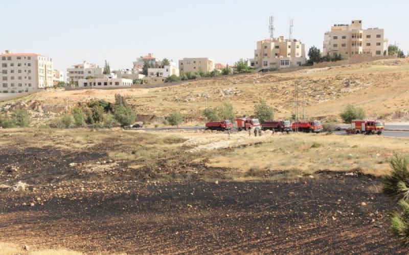 حريق أعشاب جافة في الزرقاء