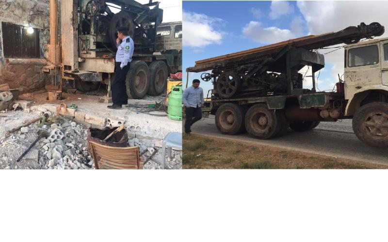 المياه: ضبط حفارة مخالفة اثناء حفر بئر مخالف في الرمثا