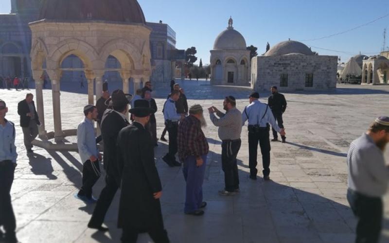 مستوطنون يتجولون على صحن قبة الصخرة