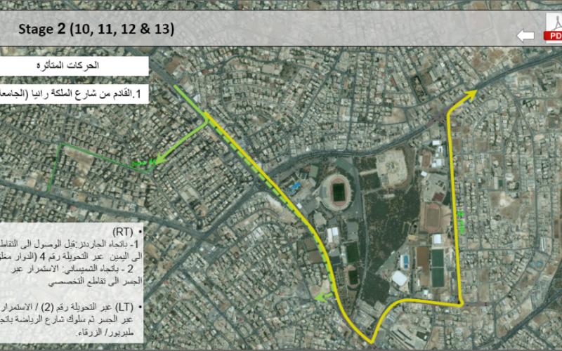 إغلاقات وتحويلات مرورية على تقاطع المدينة الرياضية إعتبارا من الجمعة