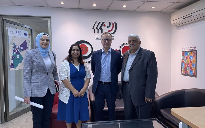 Ambassador Harry Verweij and Rawan Da’as with Radio al Balad manager Etaf Roudan